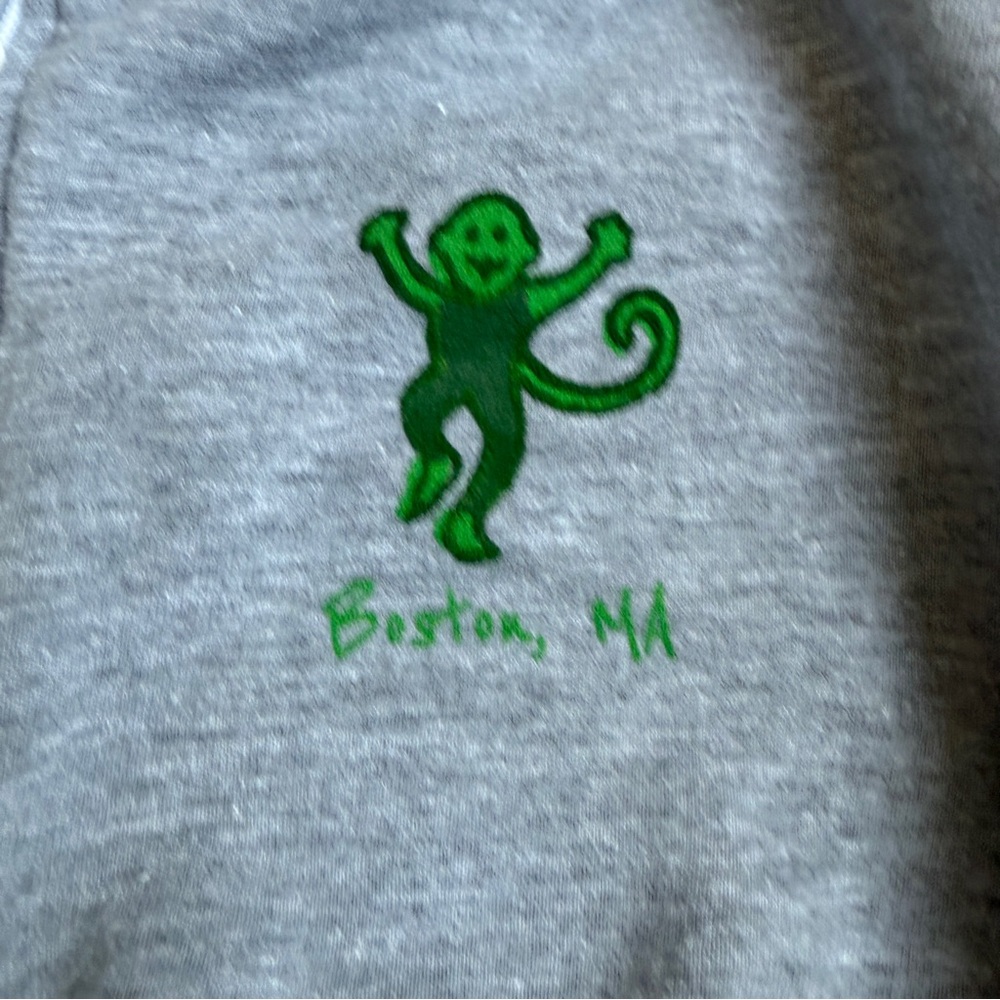 Roller Rabbit Boston Gray Cropped Quarter-Zip Pullover Green monkey M/L - Picture 4 of 7